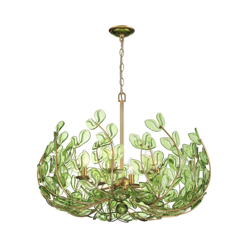 Crystorama BGT-338-SG-GR Six Light Chandelier, Soft Gold
