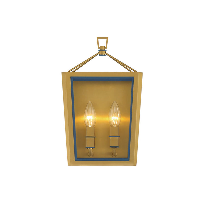 Crystorama HRK-2501-LG-NY Two Light Wall Sconce, Luxe Gold + Navy