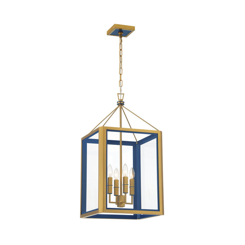 Crystorama HRK-2505-LG-NY Four Light Chandelier, Luxe Gold + Navy