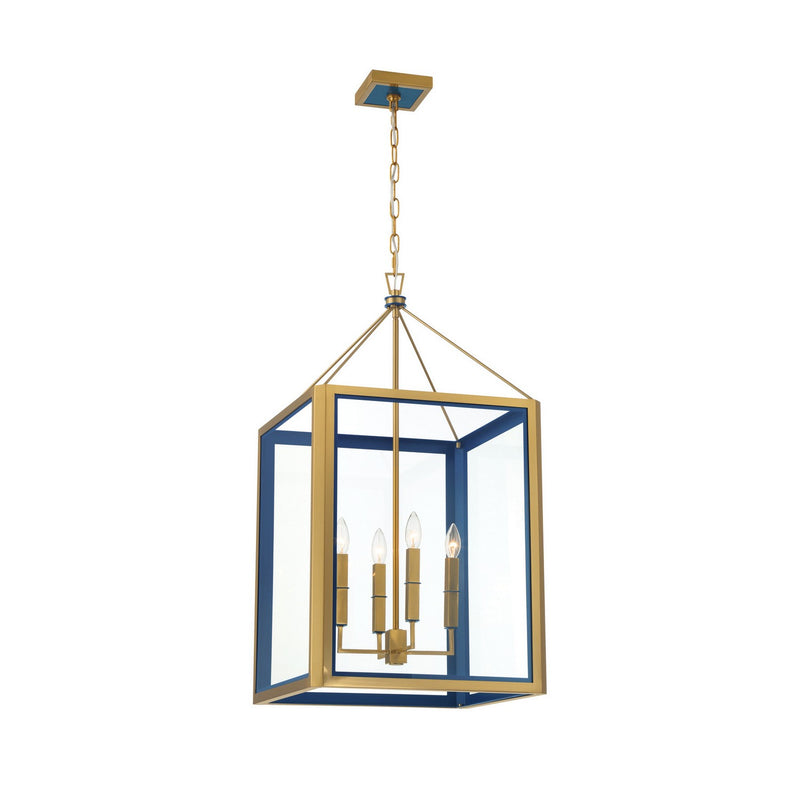 Crystorama HRK-2508-LG-NY Four Light Chandelier, Luxe Gold + Navy