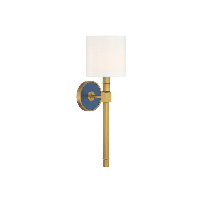 Crystorama HRK-2511-LG-NY One Light Wall Sconce, Luxe Gold + Navy