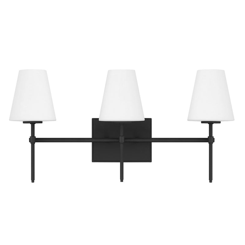 Hunter 13250 Three Light Bathroom Vanity, Matte Black