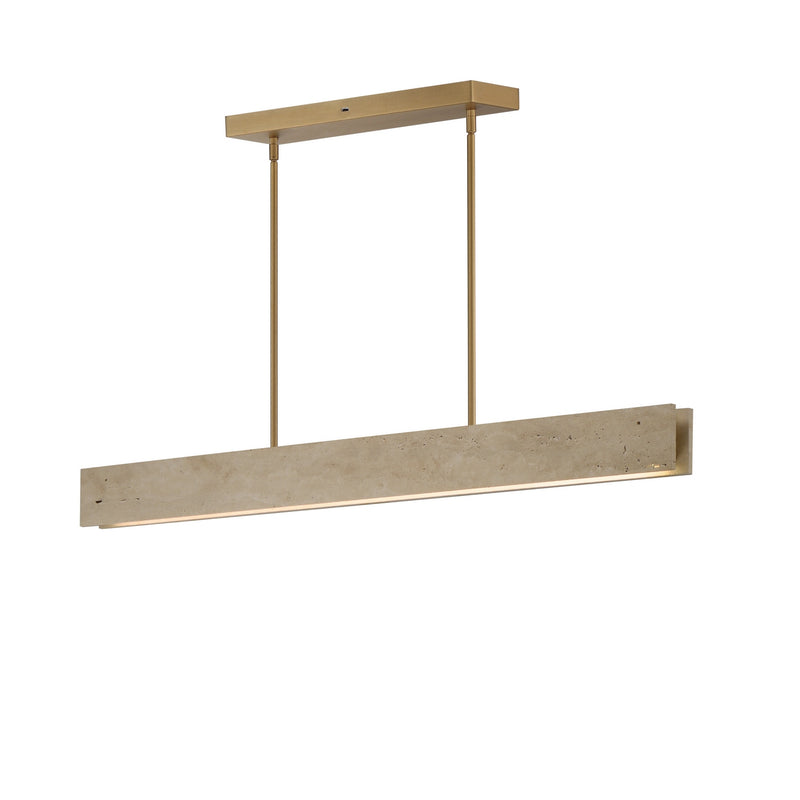ET2 E26266-TVNAB LED Linear Pendant, Travertine / Natural Aged Brass
