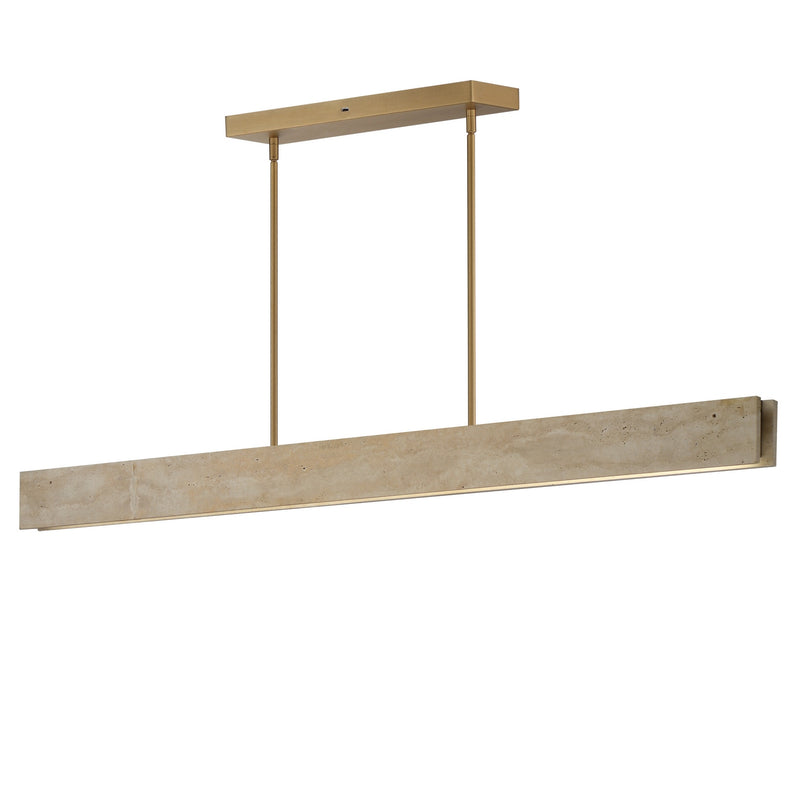 ET2 E26268-TVNAB LED Linear Pendant, Travertine / Natural Aged Brass