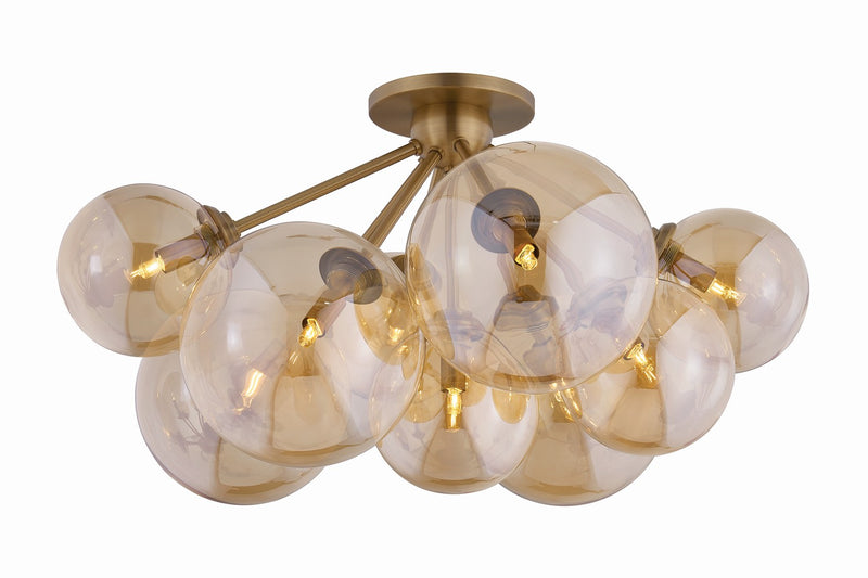 Troy Lighting C1048-PBR Nine Light Semi Flush Mount, Patina Brass