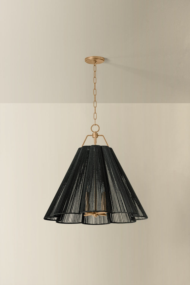 Troy Lighting F3428-PGL Four Light Pendant, Patina Gold Leaf