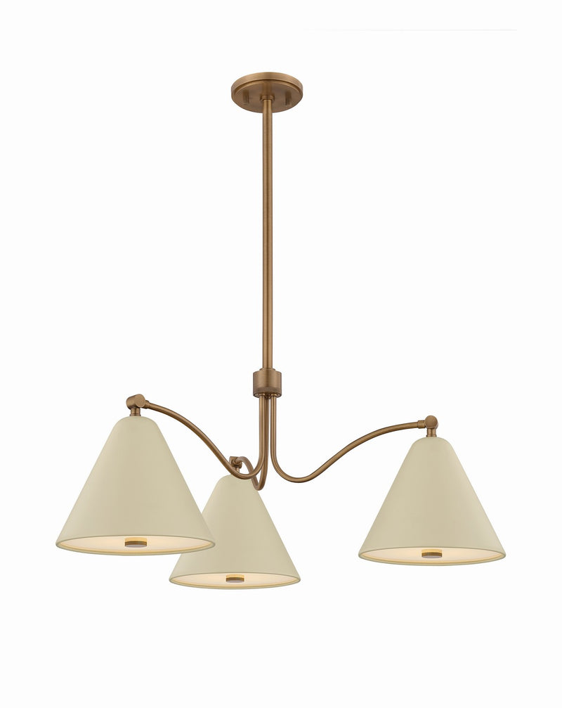 Troy Lighting F3530-PBR/SSD Three Light Chandelier, Patina Brass