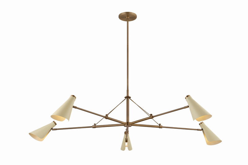 Troy Lighting F4369-PBR/SSD Five Light Chandelier, Patina Brass