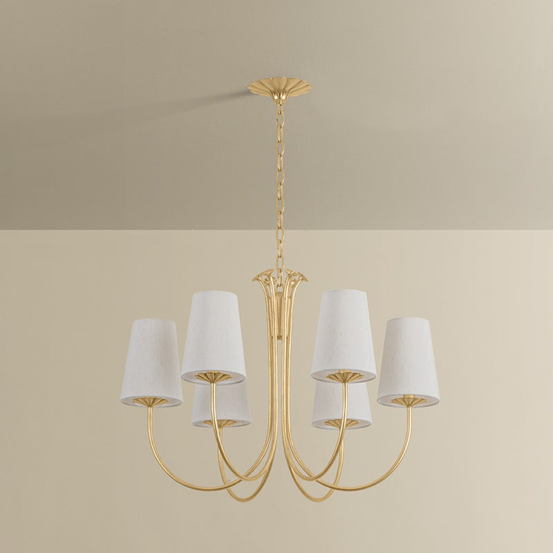 Troy Lighting F5728-VGL Six Light Chandelier, Vintage Gold Leaf