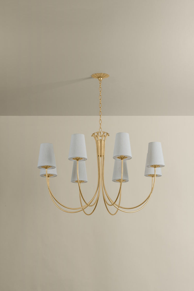 Troy Lighting F5740-VGL Eight Light Chandelier, Vintage Gold Leaf