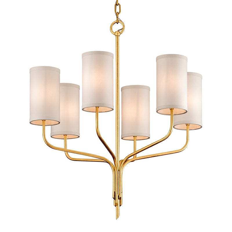 Troy Lighting F6166 Six Light Chandelier, Textured Gold Leaf