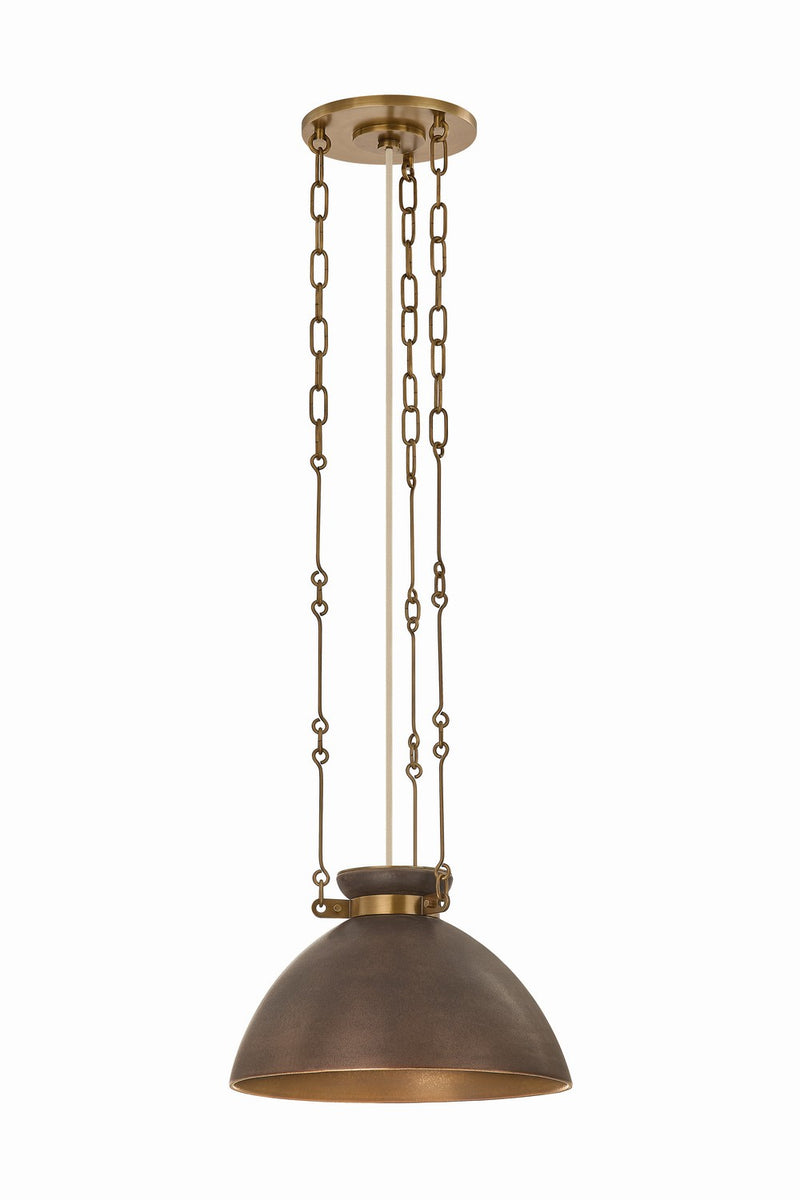 Troy Lighting F7314-PBR/CMU One Light Pendant, Patina Brass