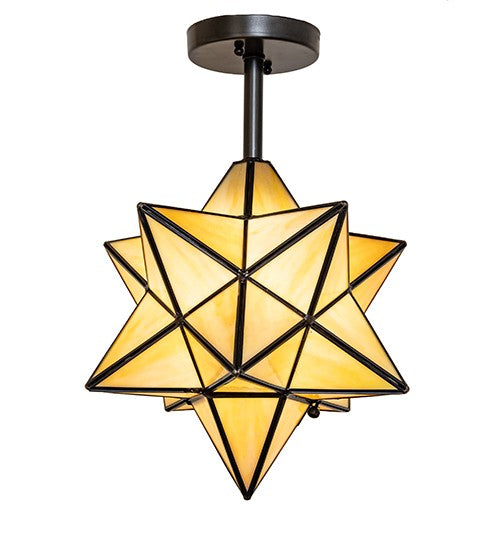 Meyda Tiffany 296014 One Light Semi-Flush Mount, Craftsman Brown