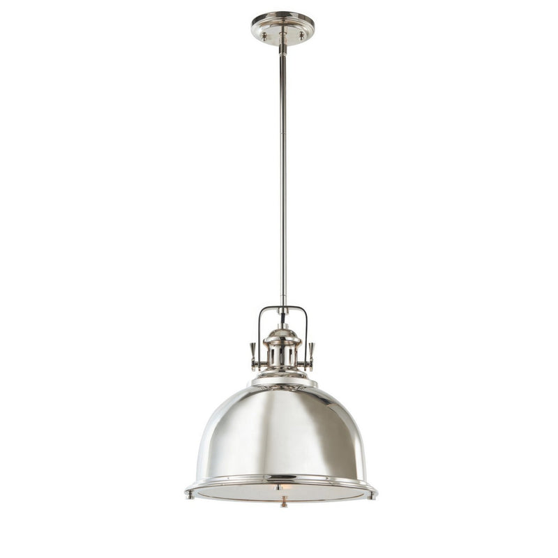 Varaluz P68021PN One Light Pendant, Polished Nickel