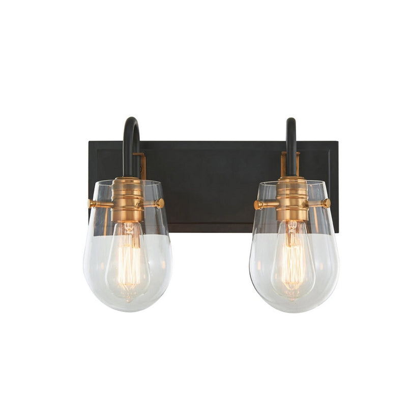 Varaluz V68042BKAGB Two Light Bath Vanity, Matte Black / Aged Brass