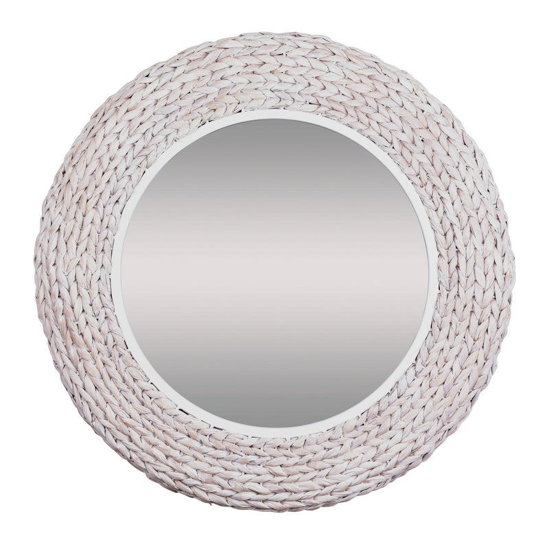 Varaluz 457MI30MWW Wall Mirror, Matte White/Whitewash Seagrass