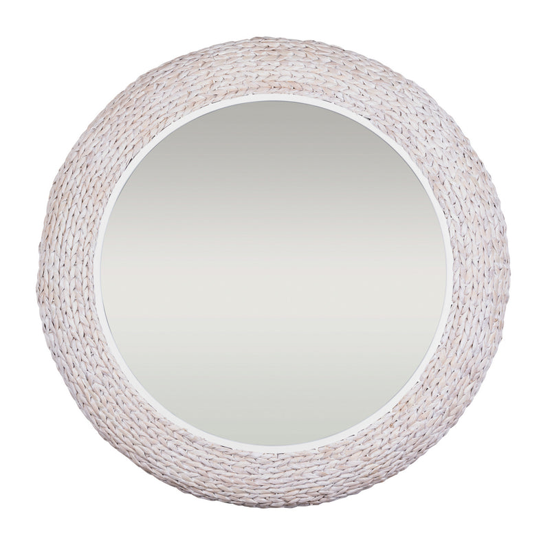 Varaluz 457MI40MWW Wall Mirror, Matte White/Whitewash Seagrass