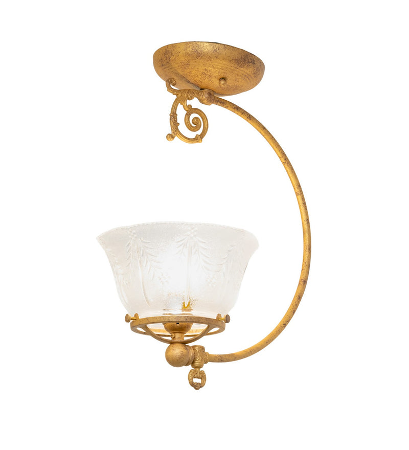 Meyda Tiffany 292743 One Light Auburn Wheat Semi-Flush Mount, Old Gold