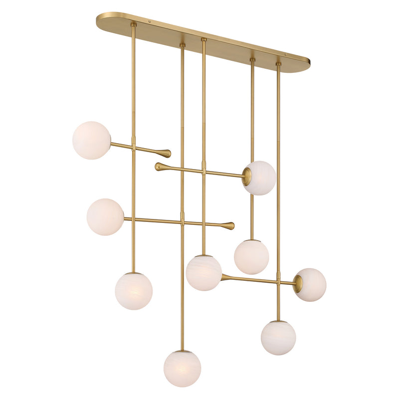 Minka-Lavery 10149-732 Nine Light Linear Chandelier, Legacy Brass