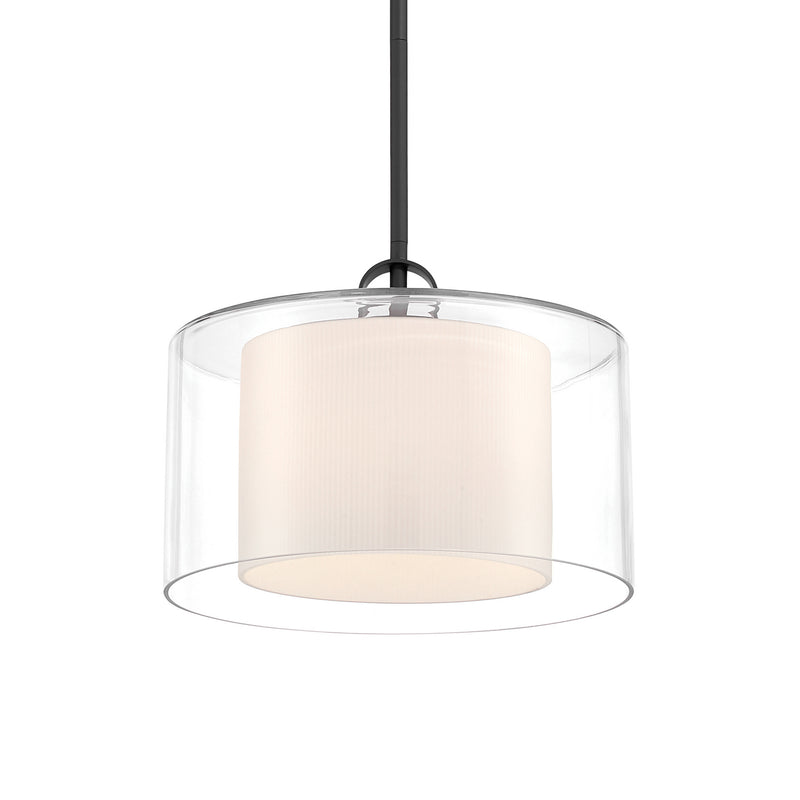 Minka-Lavery 2066-899 One Light Convertible Pendant/Semi-Flush Mount, Dark Matte Black