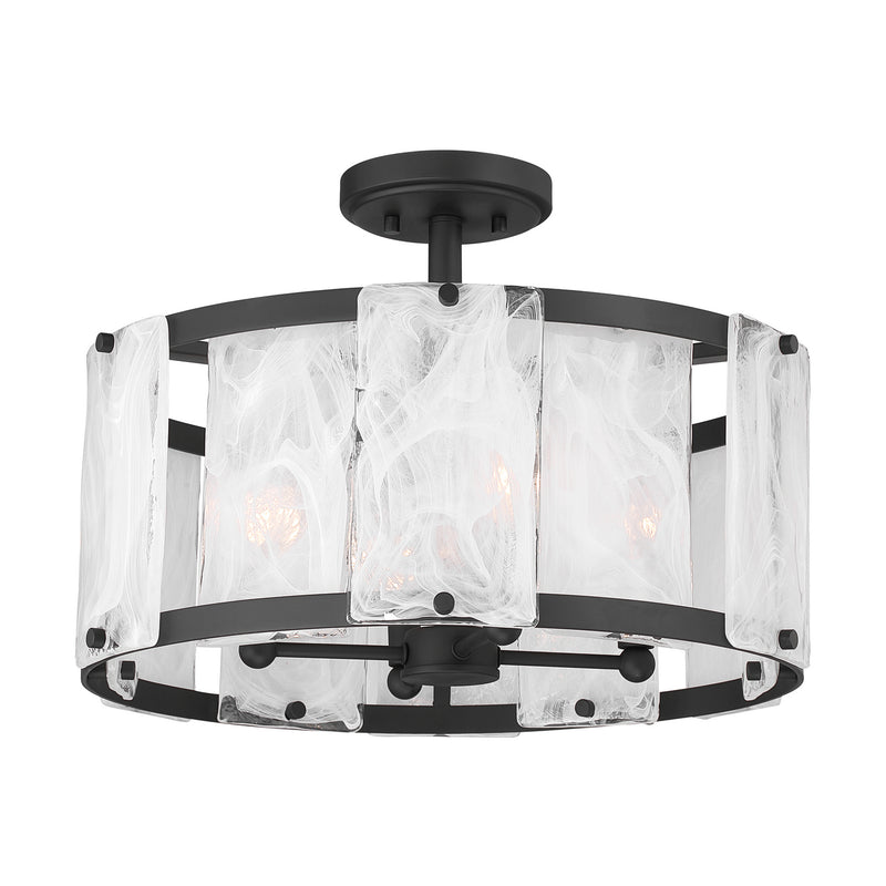 Minka-Lavery 3635-899 Four Light Semi-Flush Mount, Dark Matte Black