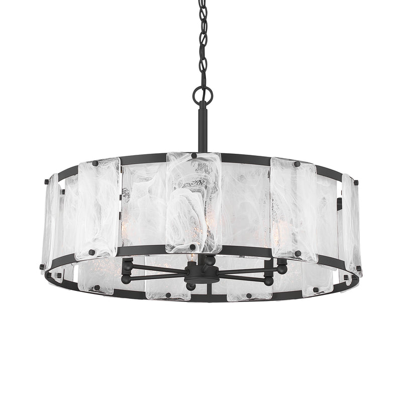 Minka-Lavery 3636-899 Six Light Pendant, Dark Matte Black