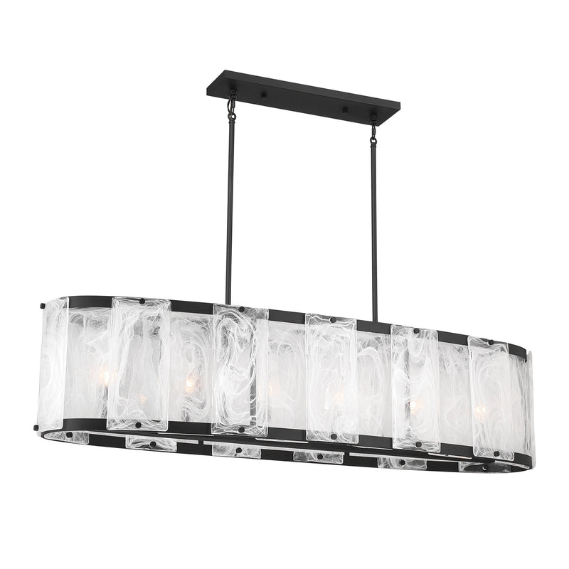 Minka-Lavery 3639-899 Six Light Linear Chandelier, Dark Matte Black