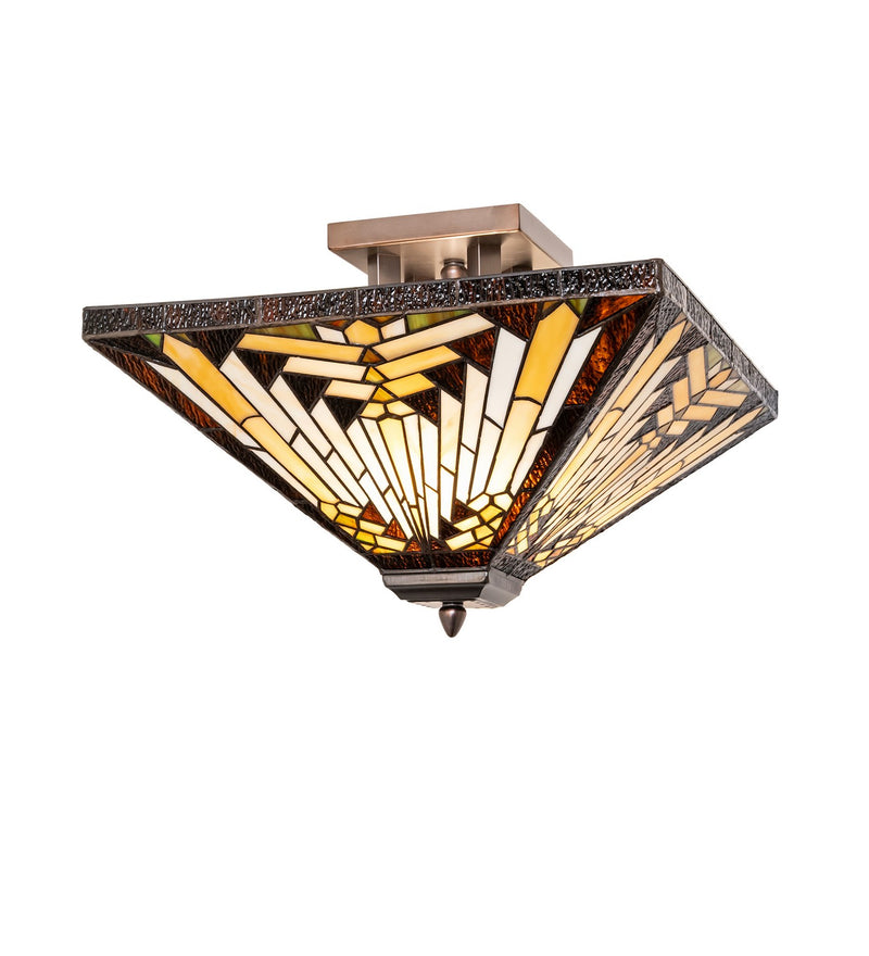 Meyda Tiffany 13382 Two Light Flush Mount, Mahogany Bronze