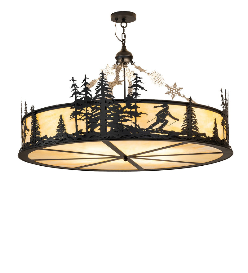 Meyda Tiffany 288571 Eight Light Pendant, Black Satin Wrought Iron