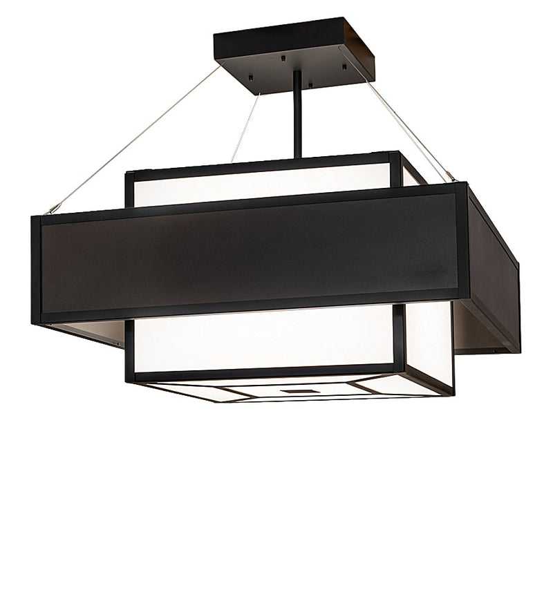 Meyda Tiffany 289761 Four Light Semi-Flush Mount, Blackwash & Bronze Metallic