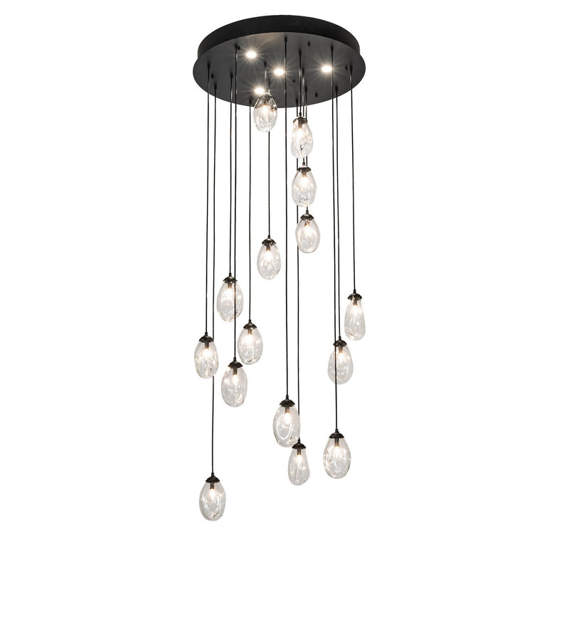 Meyda Tiffany 290456 19 Light Pendant, Black Satin Wrought Iron