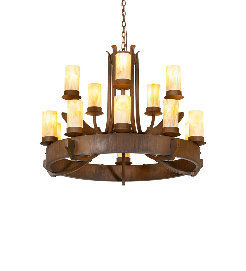 Meyda Tiffany 290968 15 Light Chandelier, Rustic Iron