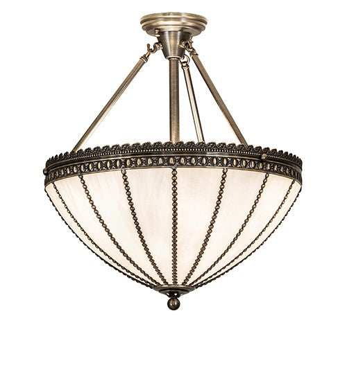 Meyda Tiffany 291038 Three Light Semi-Flush Mount, Antique Brass