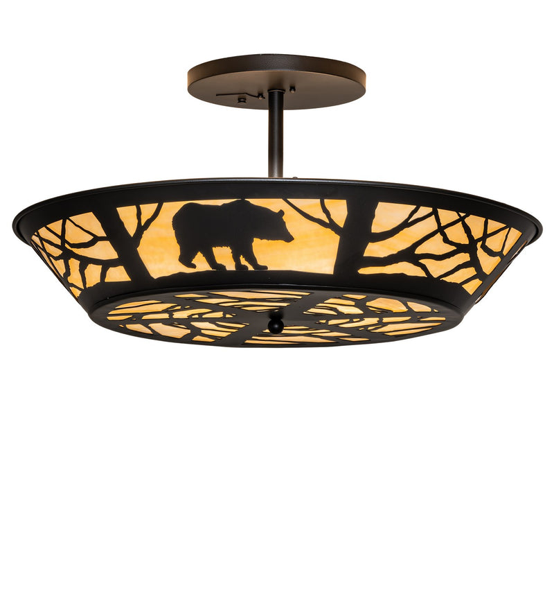 Meyda Tiffany 292972 Six Light Semi-Flush Mount, Black Satin Wrought Iron