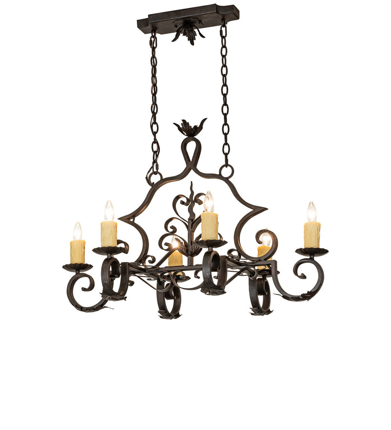 Meyda Tiffany 295261 Six Light Chandelier, Chestnut