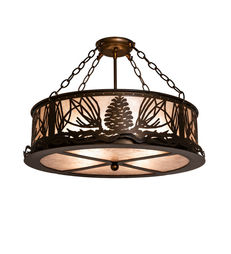 Meyda Tiffany 295350 Four Light Semi-Flush Mount, Antique Copper