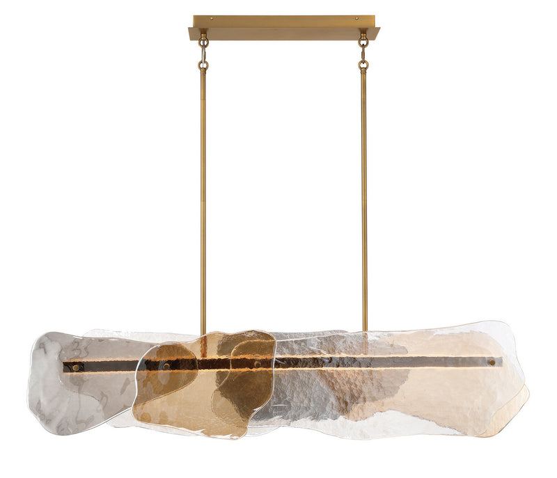 Eurofase 50461-028 LED Linear Chandelier, Antique Brass