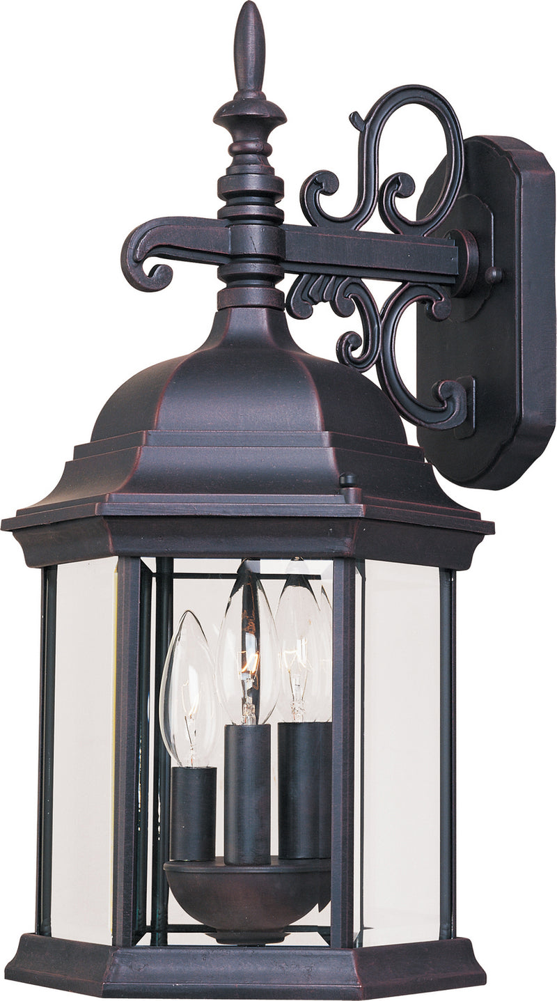 Maxim 1073CLEB Three Light Outdoor Wall Lantern, Empire Bronze