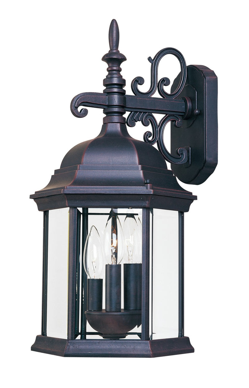 Maxim 1073CLEB Three Light Outdoor Wall Lantern, Empire Bronze