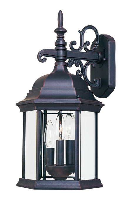 Maxim 1073CLEB Three Light Outdoor Wall Lantern, Empire Bronze