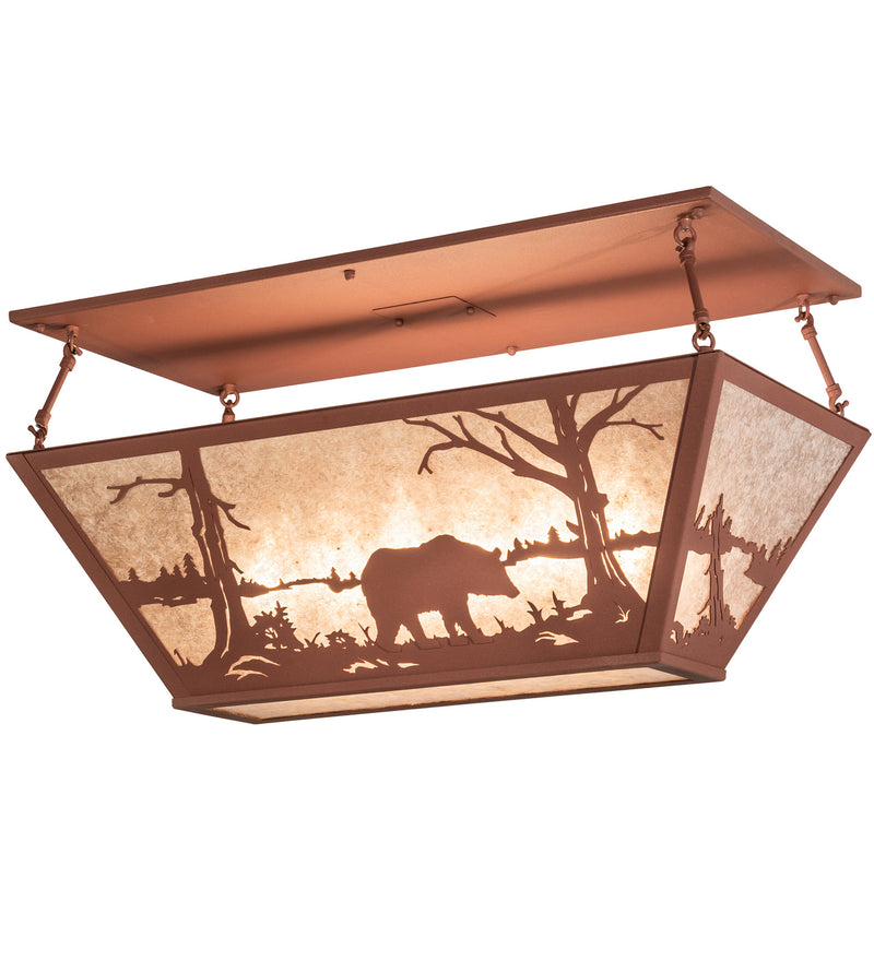 Meyda Tiffany 11809 Six Light Oblong Flushmount, Rust