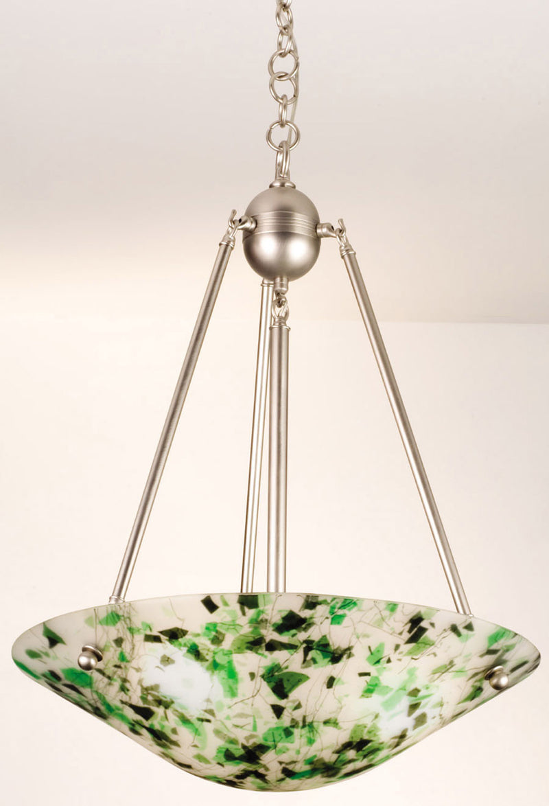 Meyda Tiffany 12439 Three Light Inverted Pendant, Nickel