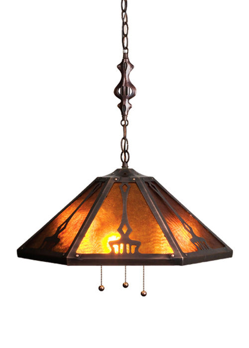 Meyda Tiffany 13226 Three Light Pendant, Verdi Washed Mahogany Bronze