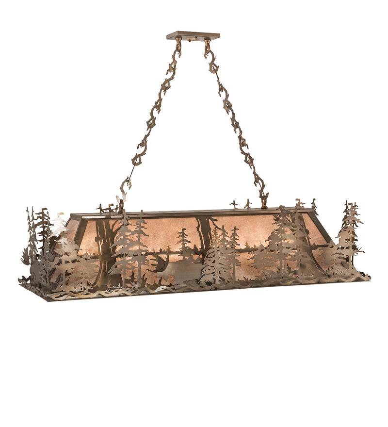 Meyda Tiffany 13443 Six Light Oblong Pendant, Antique Copper