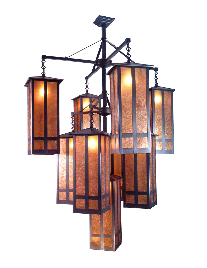 Meyda Tiffany 13793 Nine Light Chandelier, Craftsman Brown