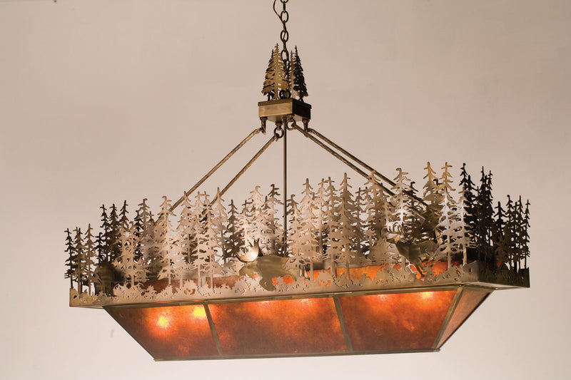 Meyda Tiffany 14171 Six Light Oblong Pendant, Antique Copper