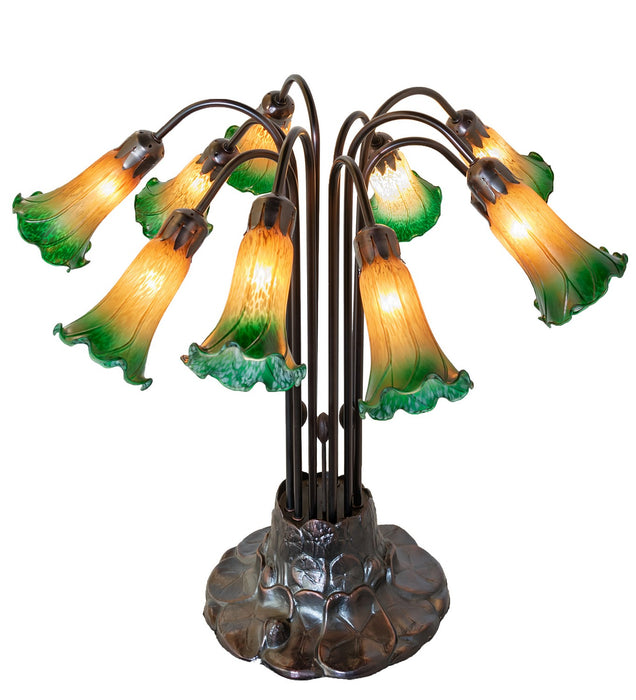 Meyda Tiffany 14357 Ten Light Table Lamp, Mahogany Bronze