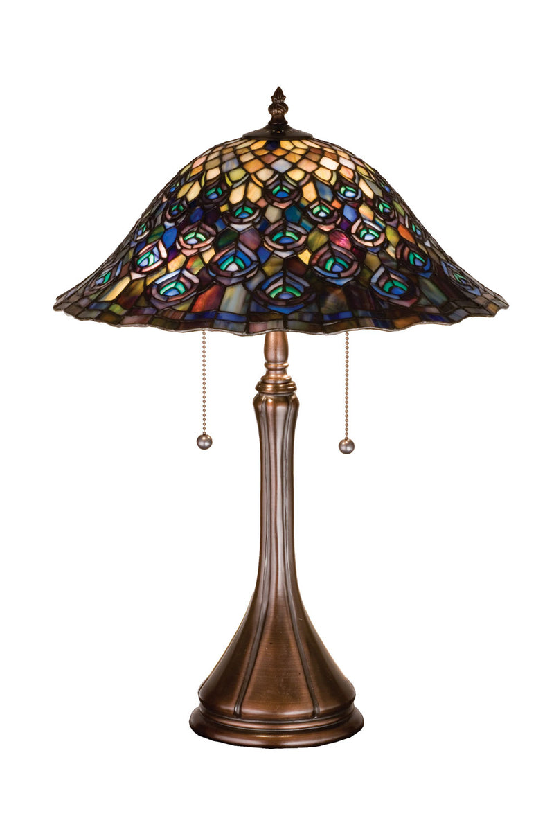 Meyda Tiffany 14574 Two Light Table Lamp, Craftsman Brown