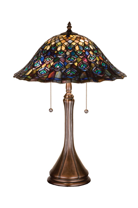 Meyda Tiffany 14574 Two Light Table Lamp, Craftsman Brown