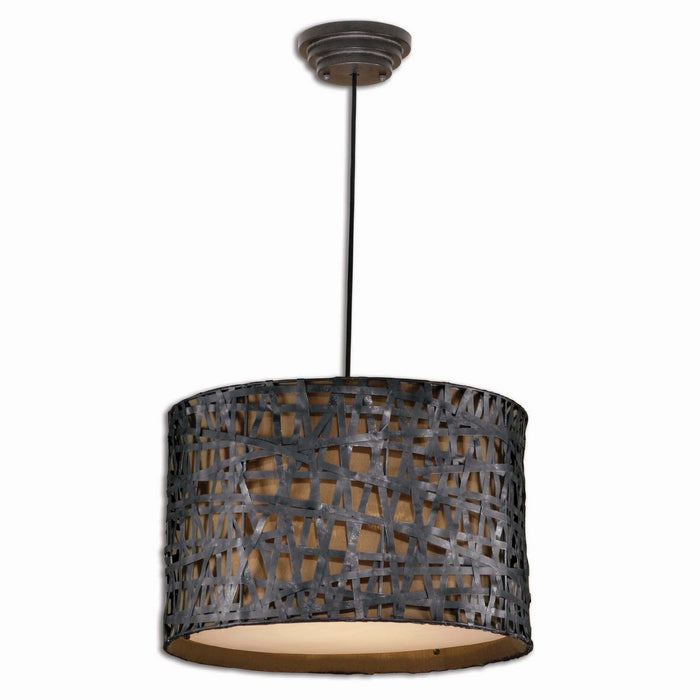 Uttermost 21104 Three Light Pendant, Rust Black w/Aged Silver Undertones